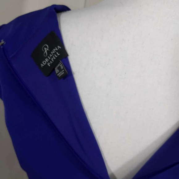 Adrianna Papell Sz 8 Blue Sheath Dress V Neck - Picture 5 of 7